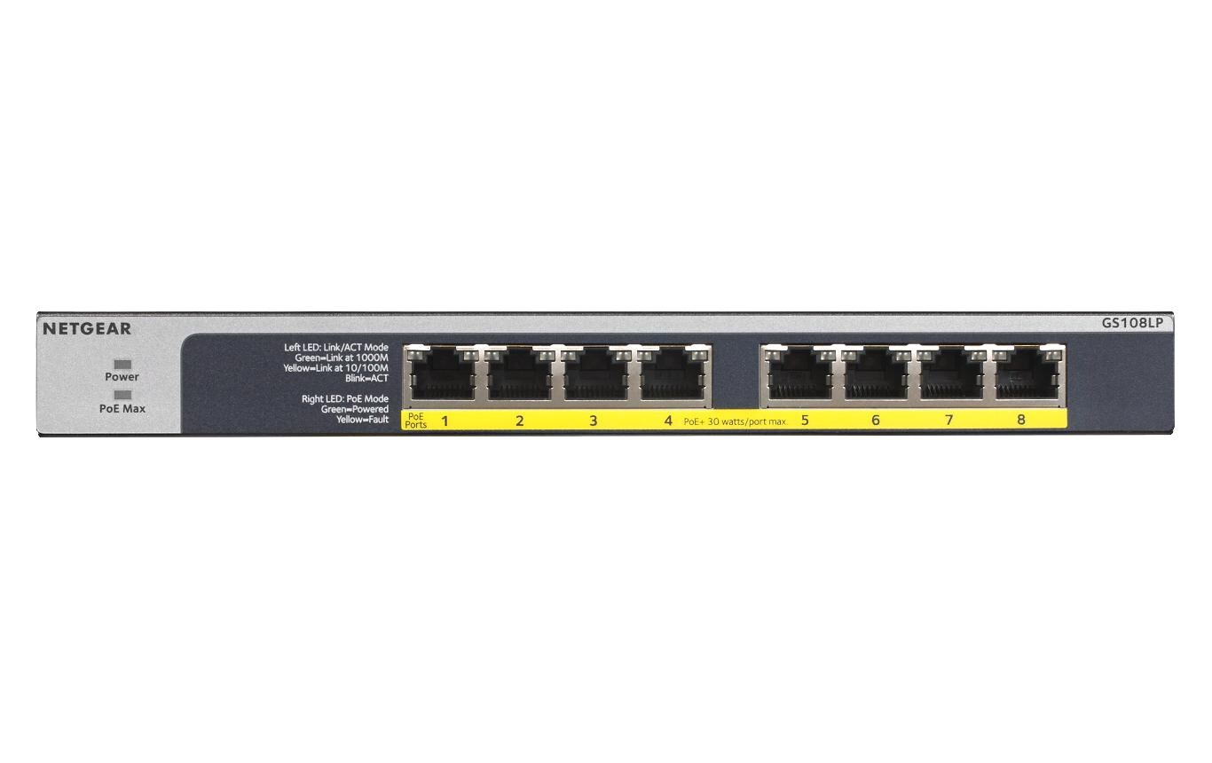 PoE+ Switch GS108LP 8 PortUnmanaged 8 Port Switch mit PoE/PoE+ Unterstützung