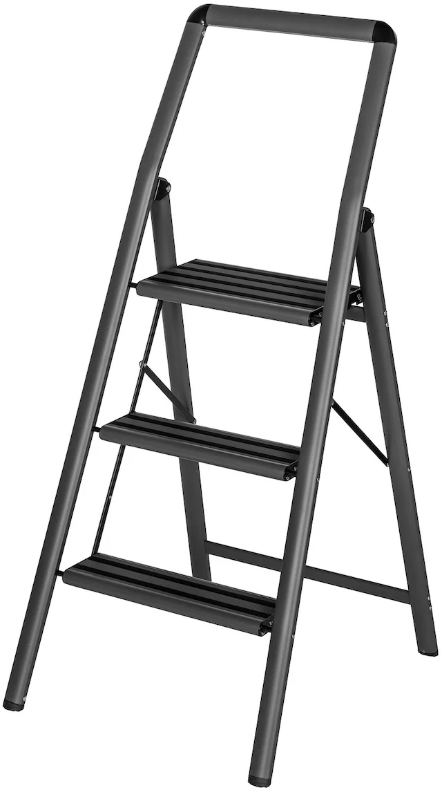 WENKO Trittleiter »Modell Alu-Compact« leichte & rutschfeste Haushaltsleiter, belastbar bis 150 kg, klappbar