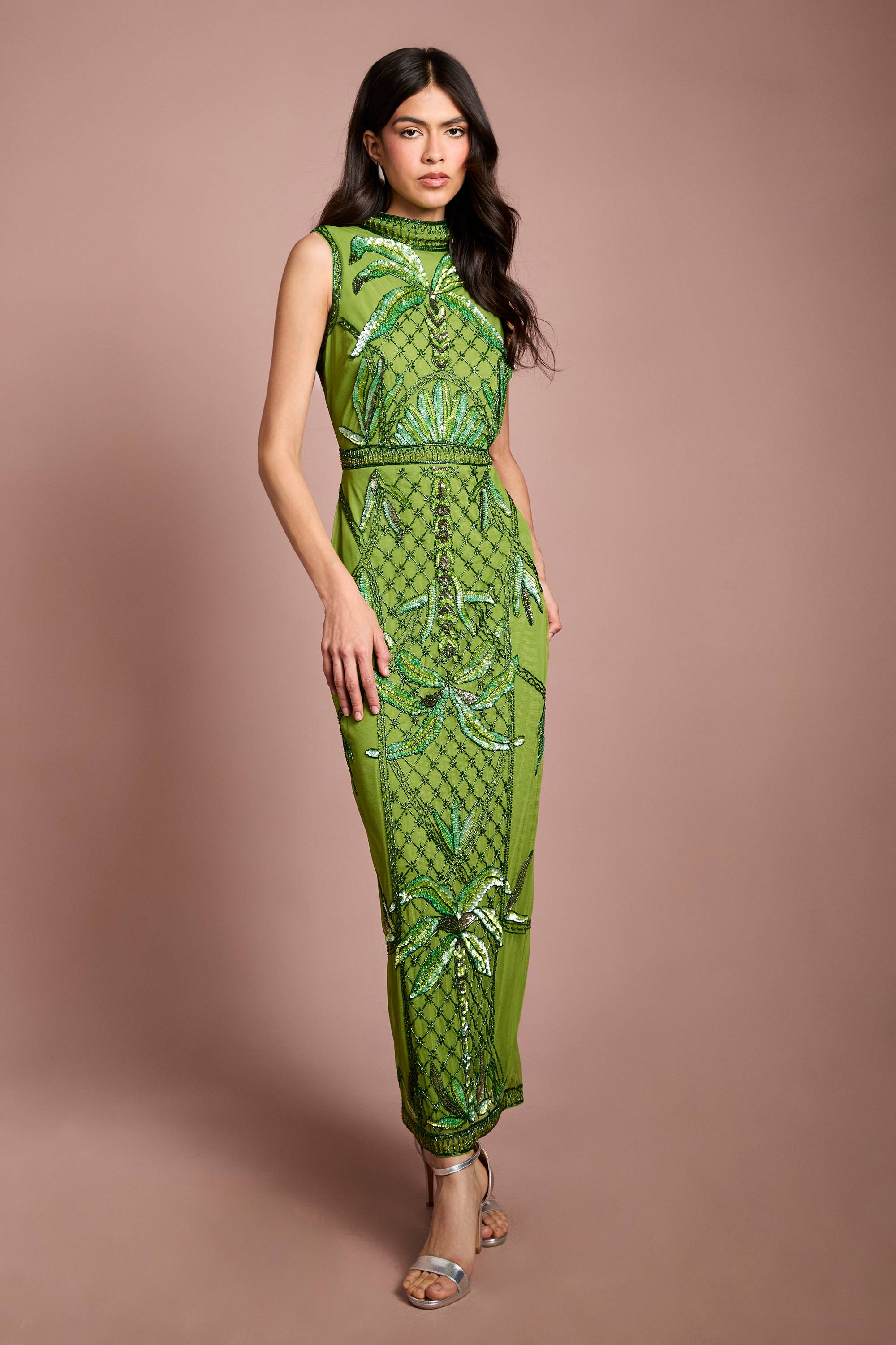 Coast Robe Midi Ornée De Palmiers Coast Muse