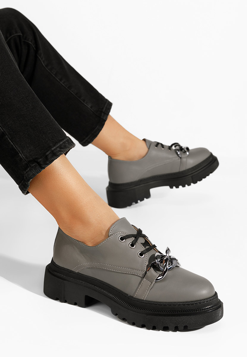 Chaussures casual femme en cuir gris Vorea
