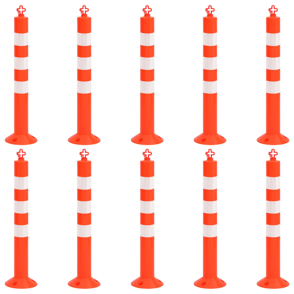 vidaXL Verkeerspaaltjes, 10 stuks, met ketting, 75 cm, PE
