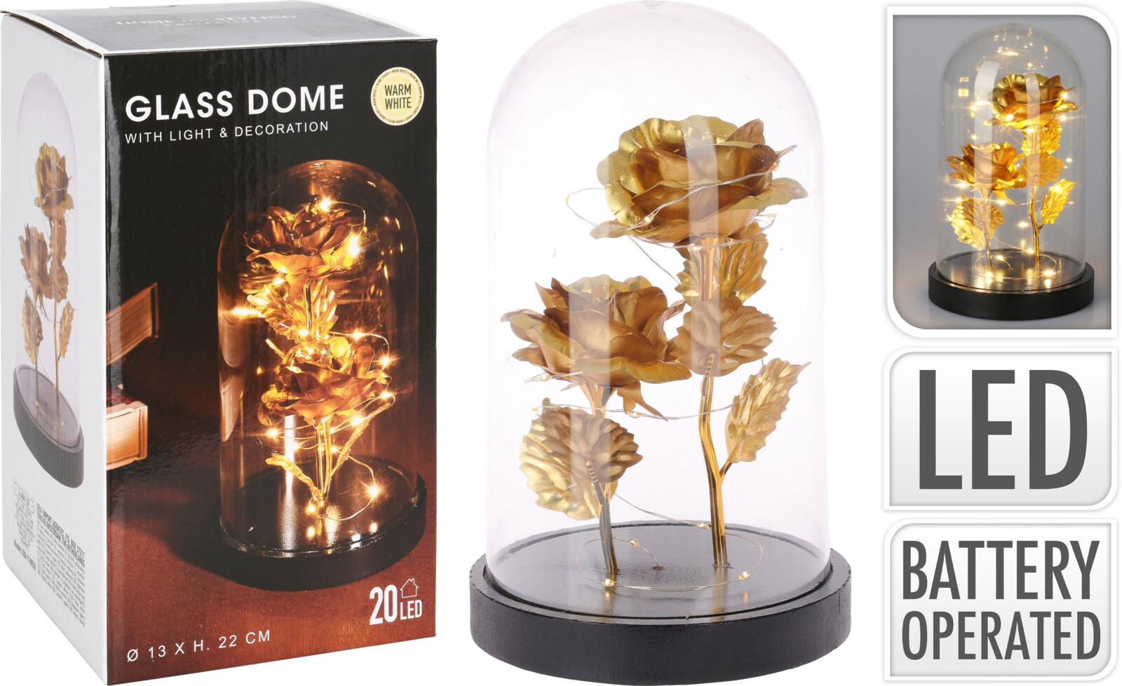 DOME H.22CM ROSE GOLD LED