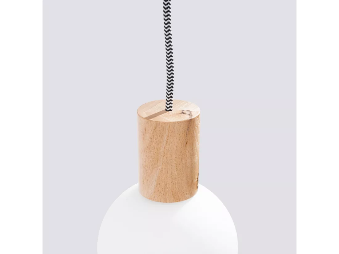 Applique Nimbi grenier en bois/verre - 1 sources lumineuses - L.6 x H.67 cm - bois naturel/blanc/noir