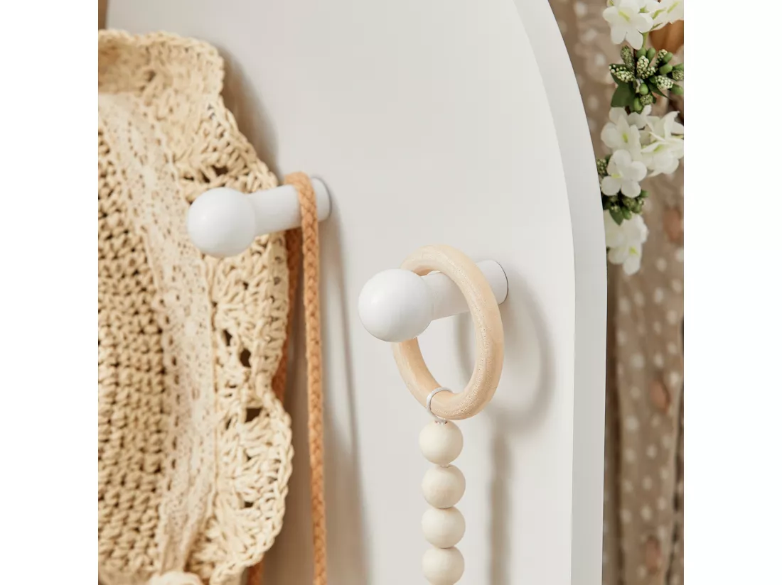 Portant Vêtements Chambre Enfant, Porte-vêtement, 3 Étagères, 1 Panier Et 3 Crochets, Kmb40-w