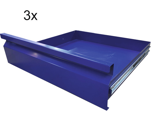 Industriële ladekast, 42,8 x 55 x 58 cm, blauw, 3 stuks