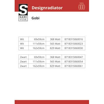 Haceka design radiator Gobi wit 6-punts 162 x 59 cm