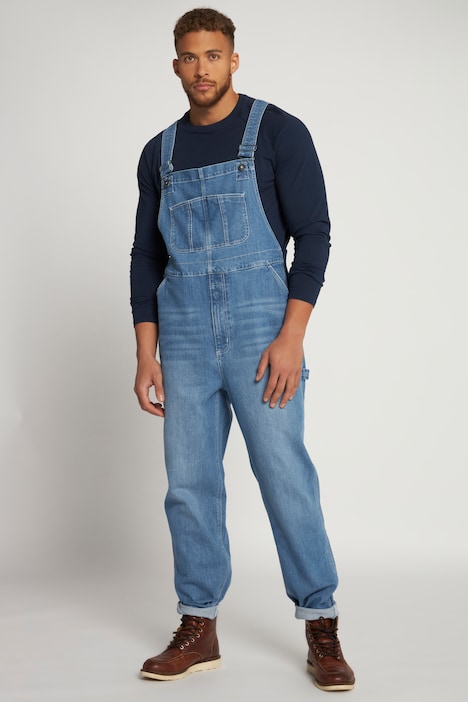 Latzhose, Workwear, Jeans, viele Taschen, Elastikeinsätze, Relaxed Fit