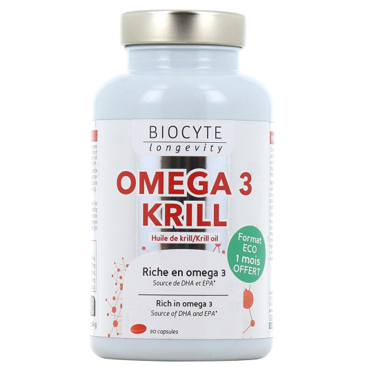 Biocyte Longevity Oméga 3 Krill Huile de Krill - Fonction Cardiaque