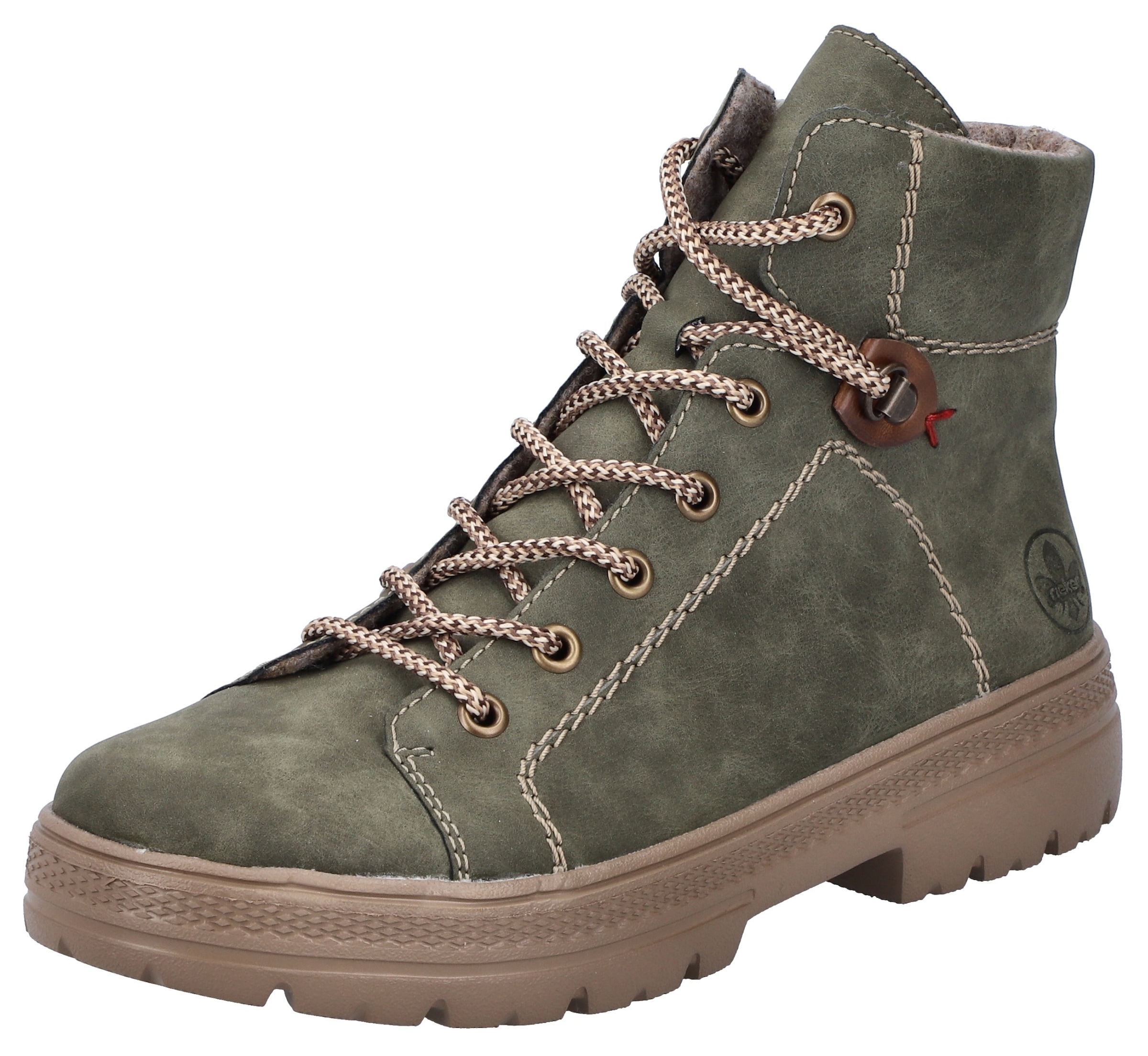 Rieker Schnürboots  , Stiefelette, Plateausohle, Kontrastnaht, mit Innenreissverschluss
