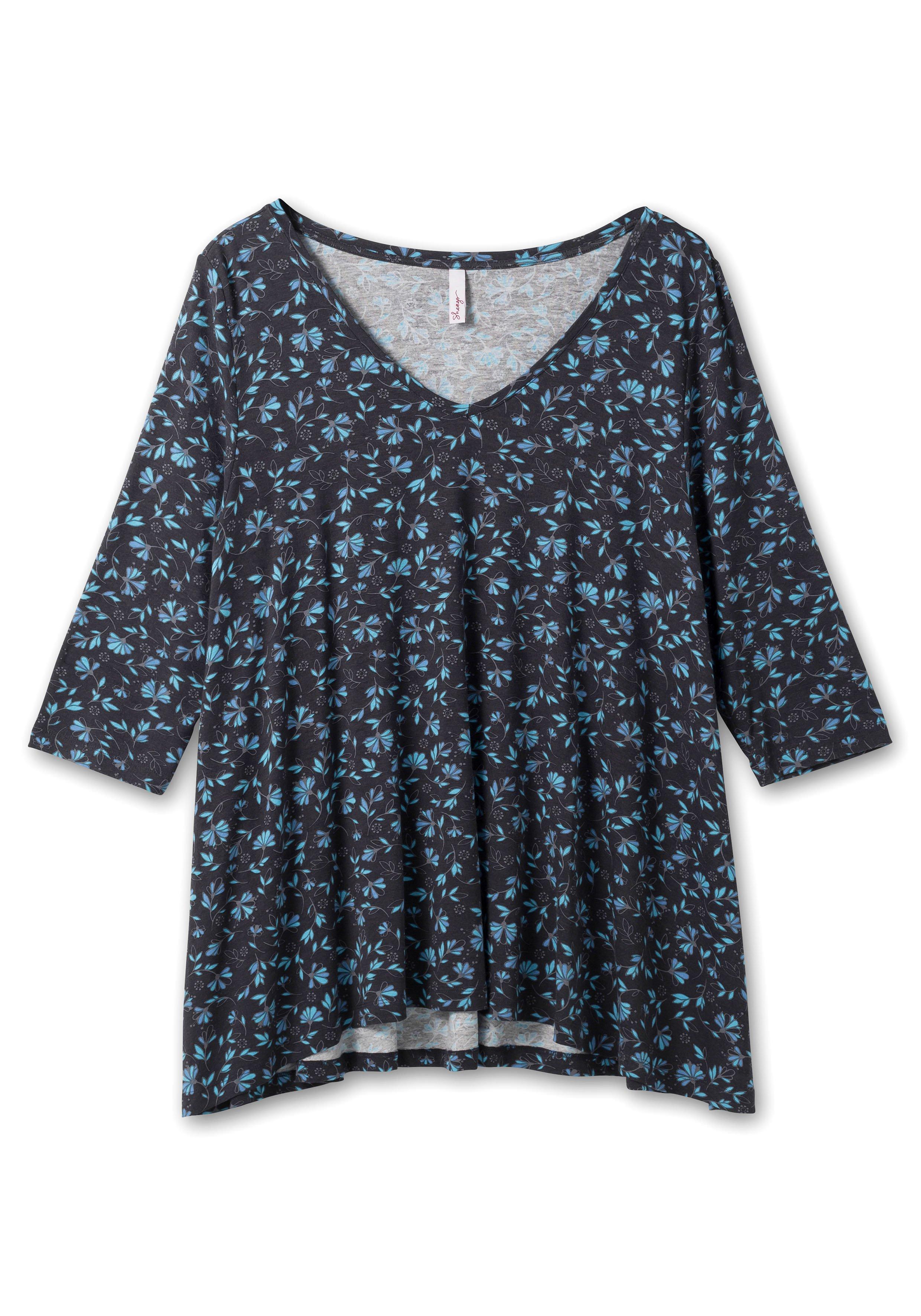 Shirt mit 3/4-Arm und Alloverdruck, leicht elastisch