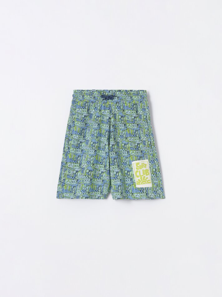 Bermuda jogger estampada - Azul
