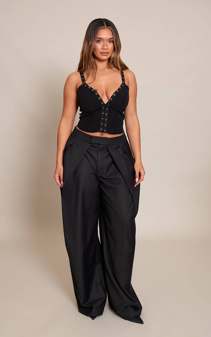 Noir Corset Shape Tissé À Laçage Plongeant Avec Détails