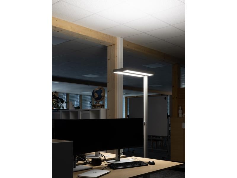 office focus Bürostehleuchte LED 80 W, Grau Dimmbare Stehleuchte für Boden- und Deckenbeleuchtung