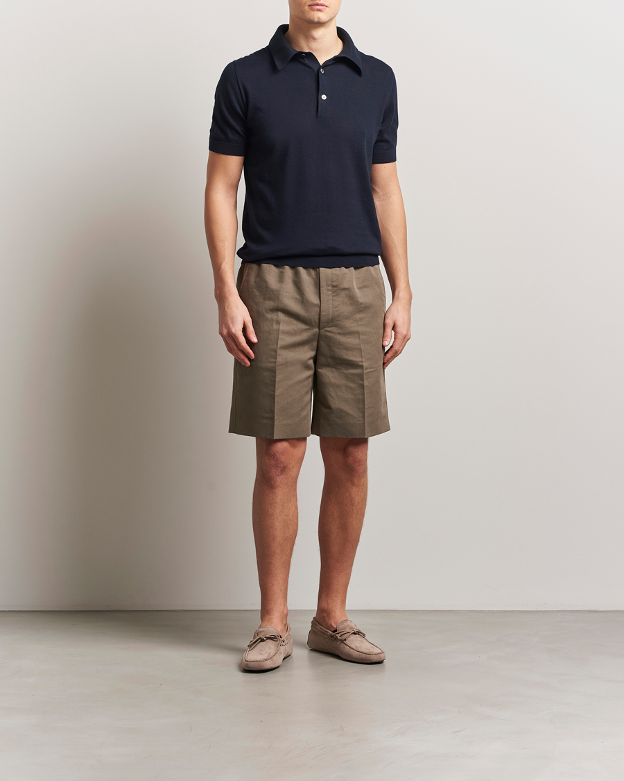 Zegna Premium Cotton Knitted Polo Navy