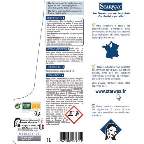 Détachant rouille pour sols extérieurs  - 1 L