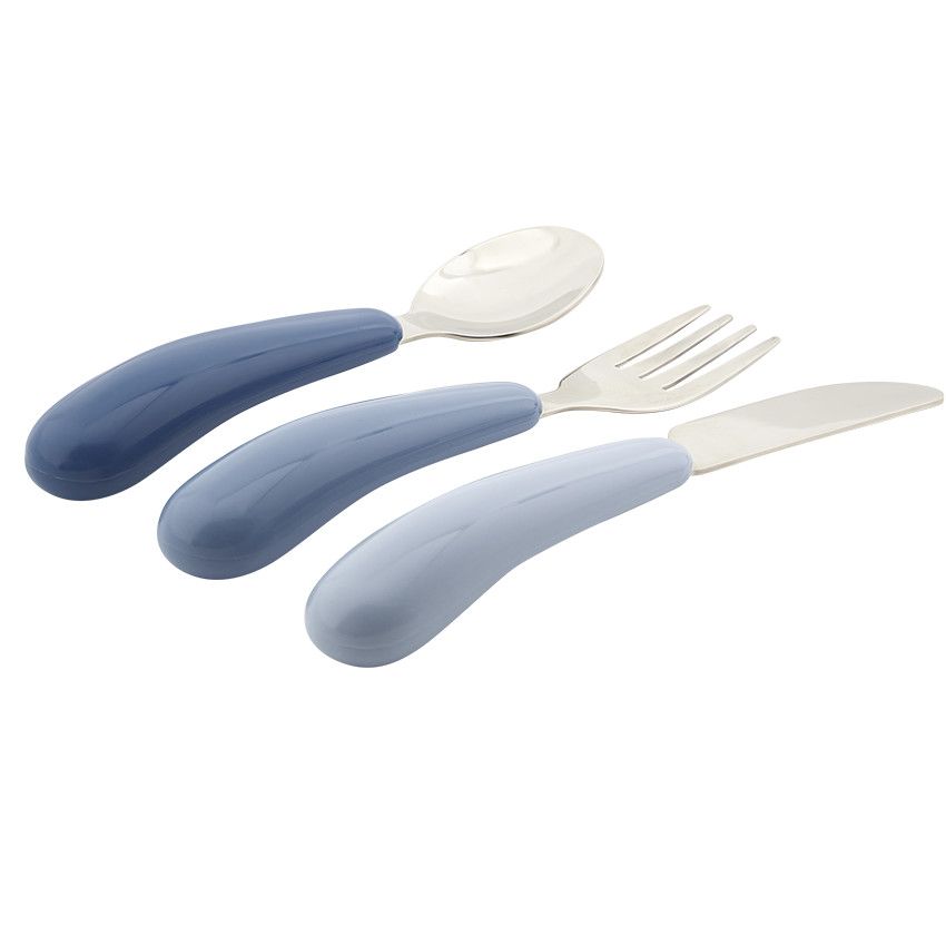 Set de 3 couverts Yummix en métal Bleu - Ecru