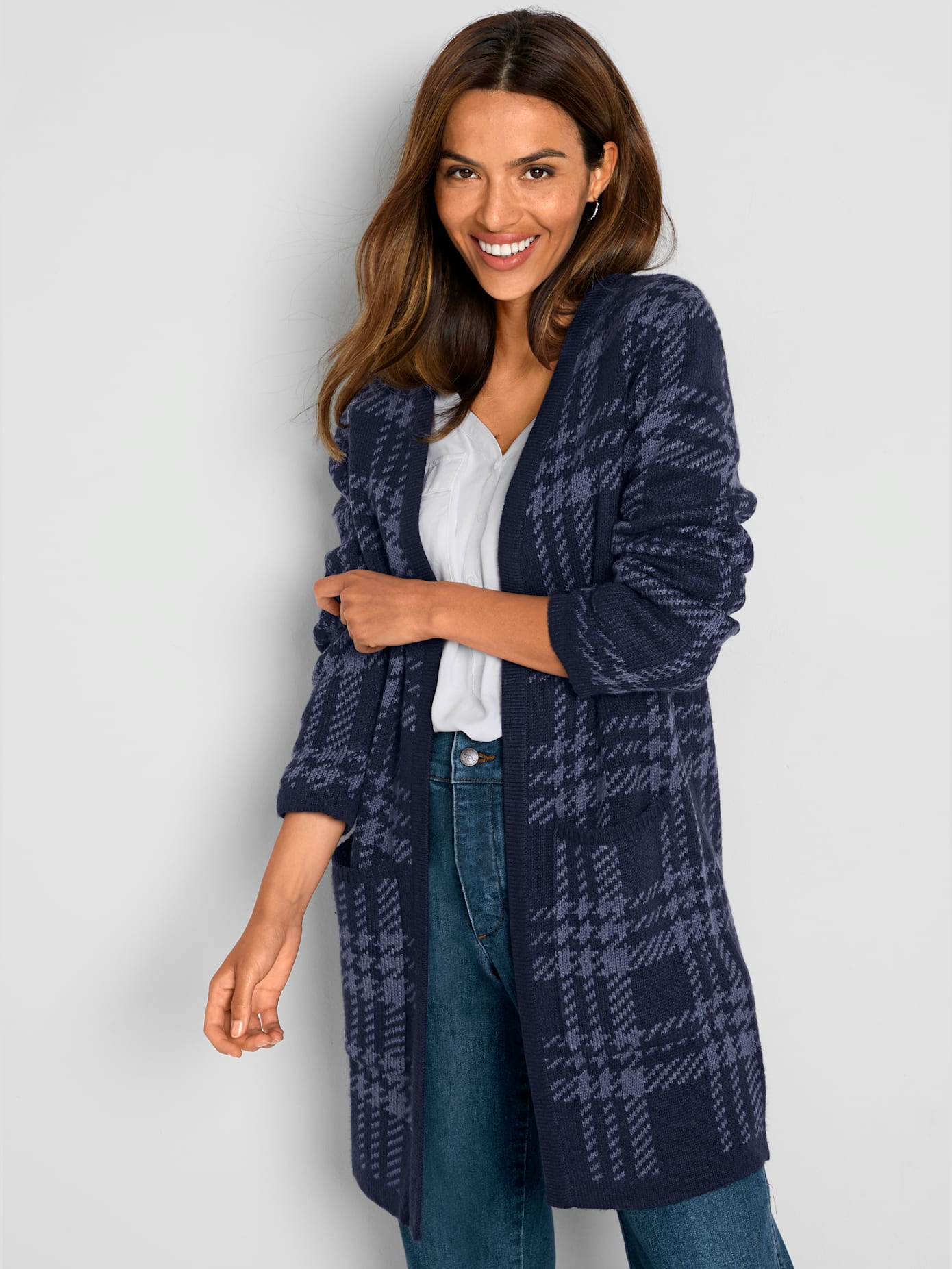 Manteau en tricot motif jacquard