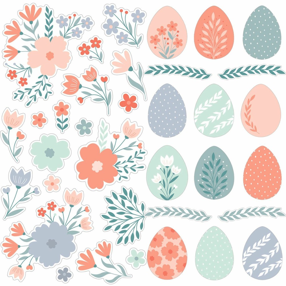 Lot stickers 3d oeufs / fleurs