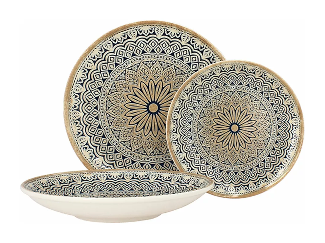Novastyl - Lot 6 Assiettes Plates Byzance 27cm En Porcelaine