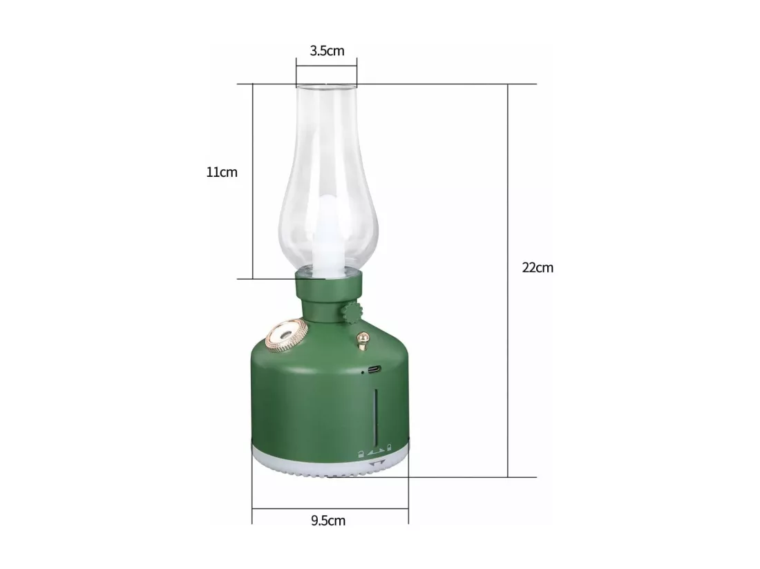 NETTLIFE Lampe de table LED Cadeau de Noël Lampe de chevet Batterie Lampe de table Sans fil Vintage Humidificateur Vert Lampe de parfum Cadeau