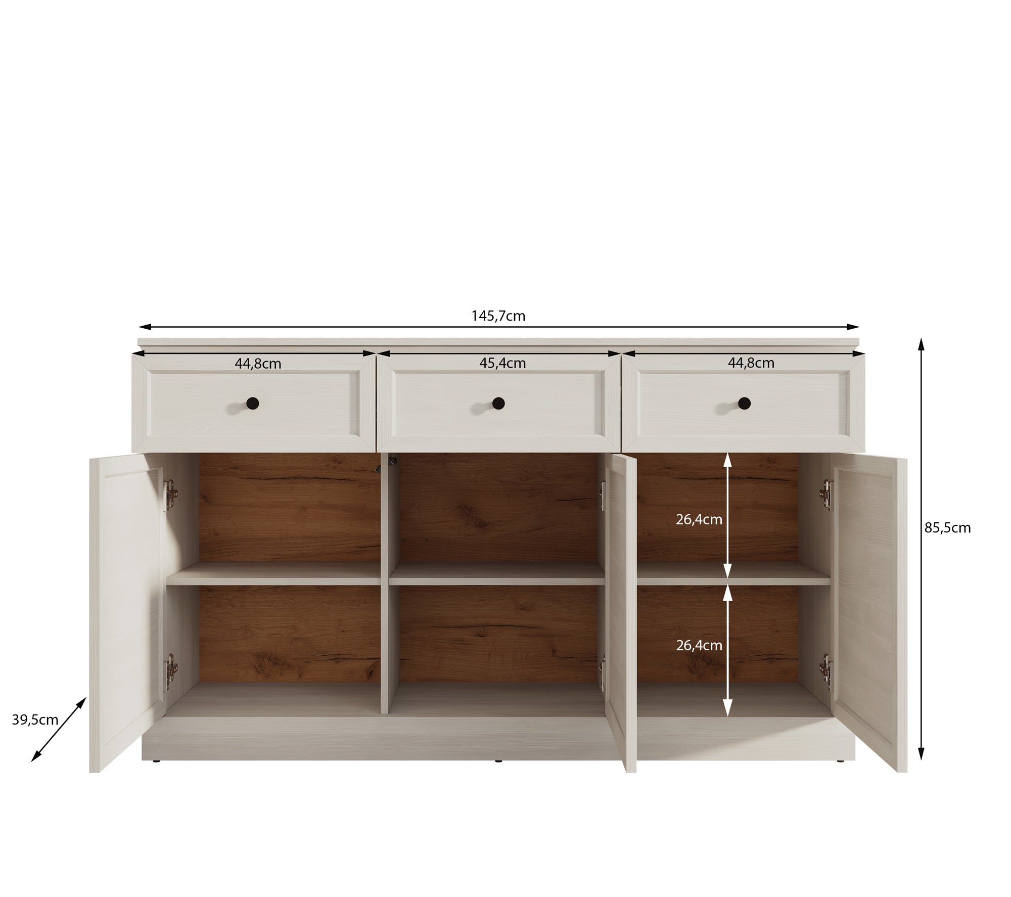 Leroy - Dressoir - Wit - 146x40x86 cm