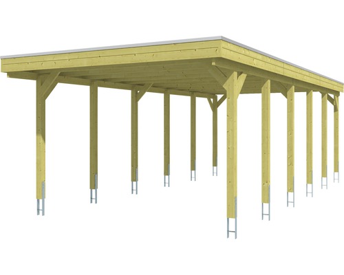 SKAN HOLZ Friesland enkele carport inclusief EPDM dakbedekking en H-paalankers, 397 x 860 cm, geïmpregneerd