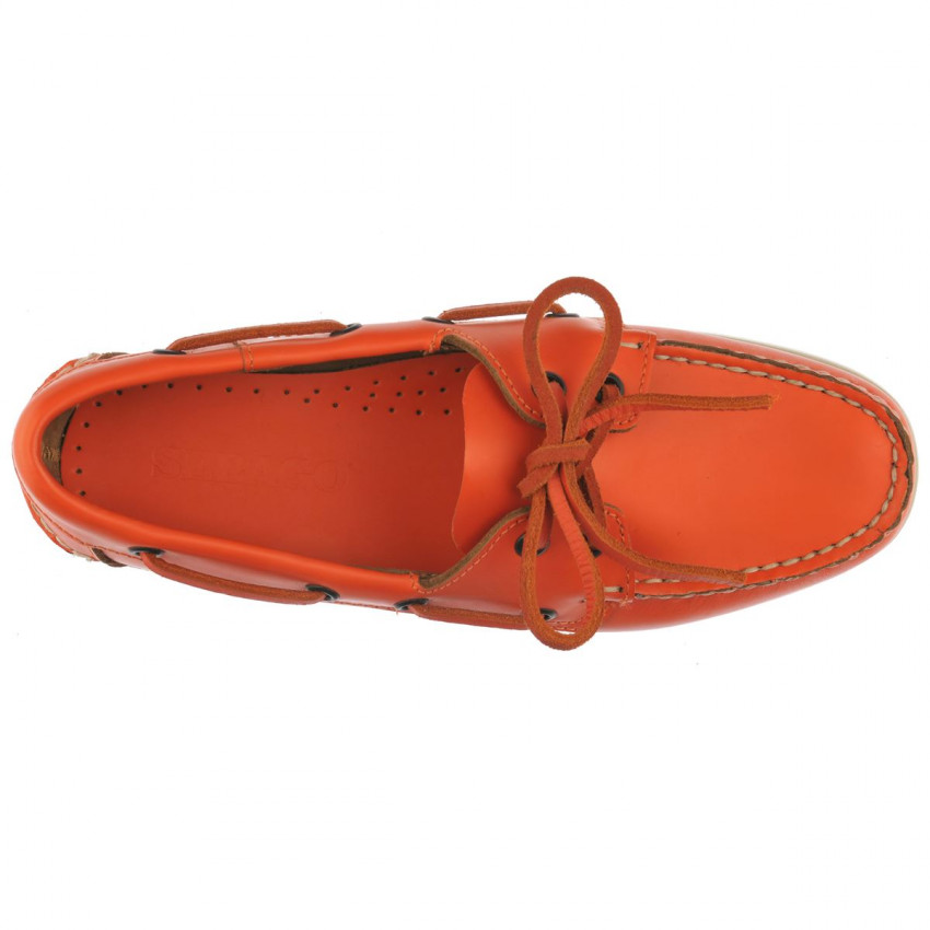 DOCKSIDES CUIR ORANGE PORTLAND SOFT-Chaussures bateau pour femme en cuir orange Portland Outsides