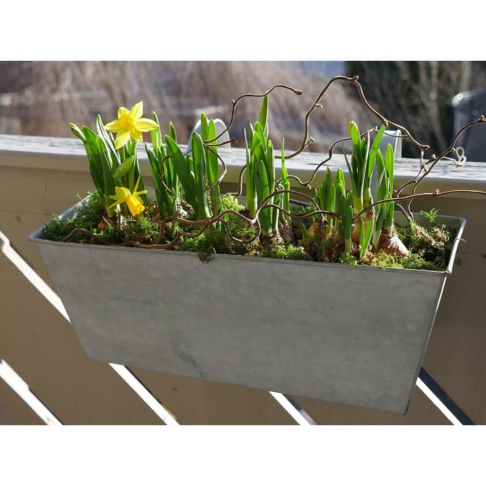 Jardinière balcon en zinc à suspendre (lot de 2)