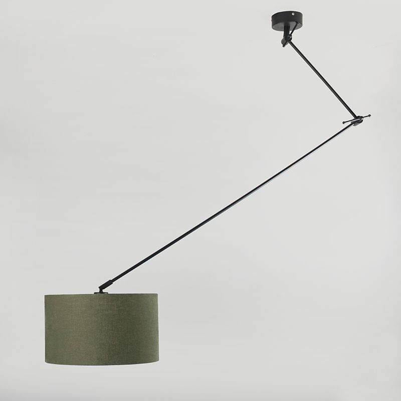 Hanglamp zwart met kap 35 cm groen verstelbaar - Blitz