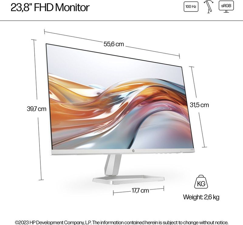 HP - 524sw - Monitor - 23,8 Inch - Wit - Full HD IPS - 100 Hz