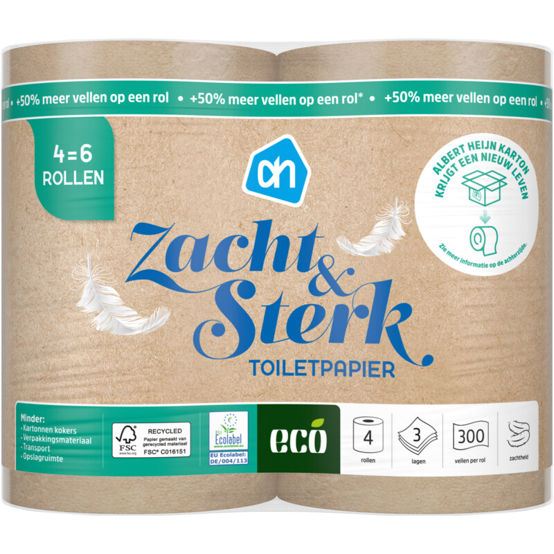 AH Eco Recycle toiletpapier 3-laags 4=6 rollen