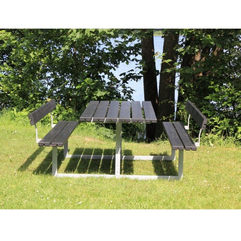 BENKESETT PLUS BORD/BENKER MED 2 RYGGSTØTTER 177CM SVART