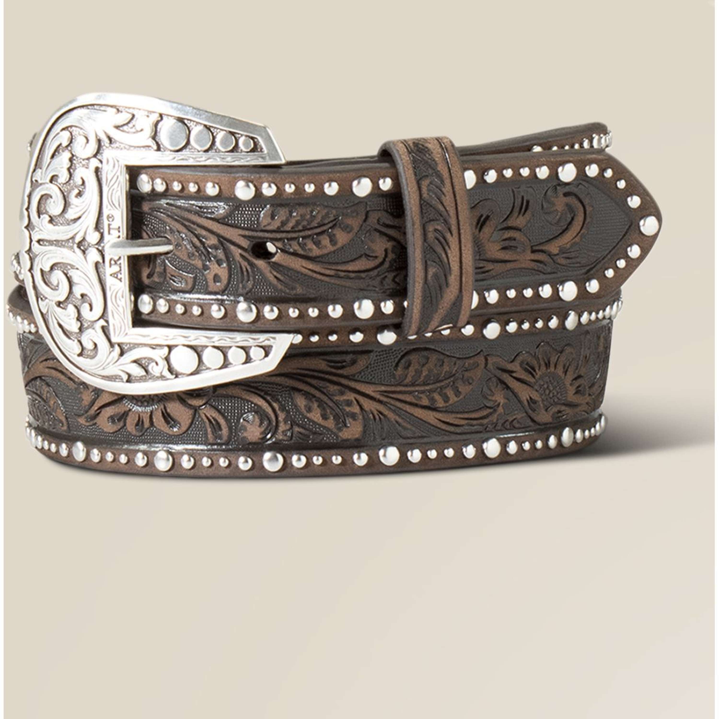 Ariat Riem Studded Tooled Embossed Bruin