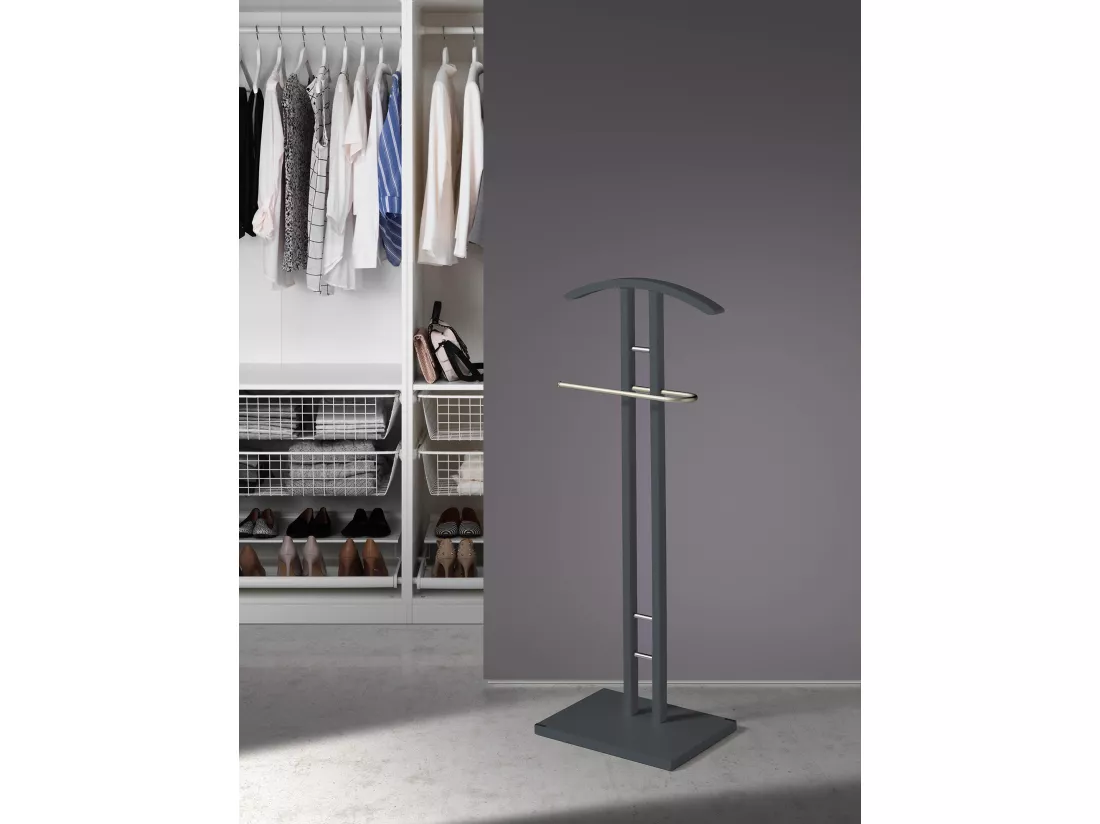 Valet de nuit - H111cm x L46cm x P28cm - hêtre massif gris graphite - Chicago
