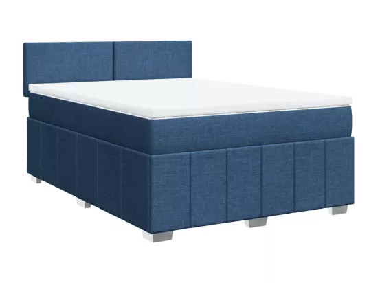Sommier à lattes de lit avec matelas Bleu 160x200 cm Tissu