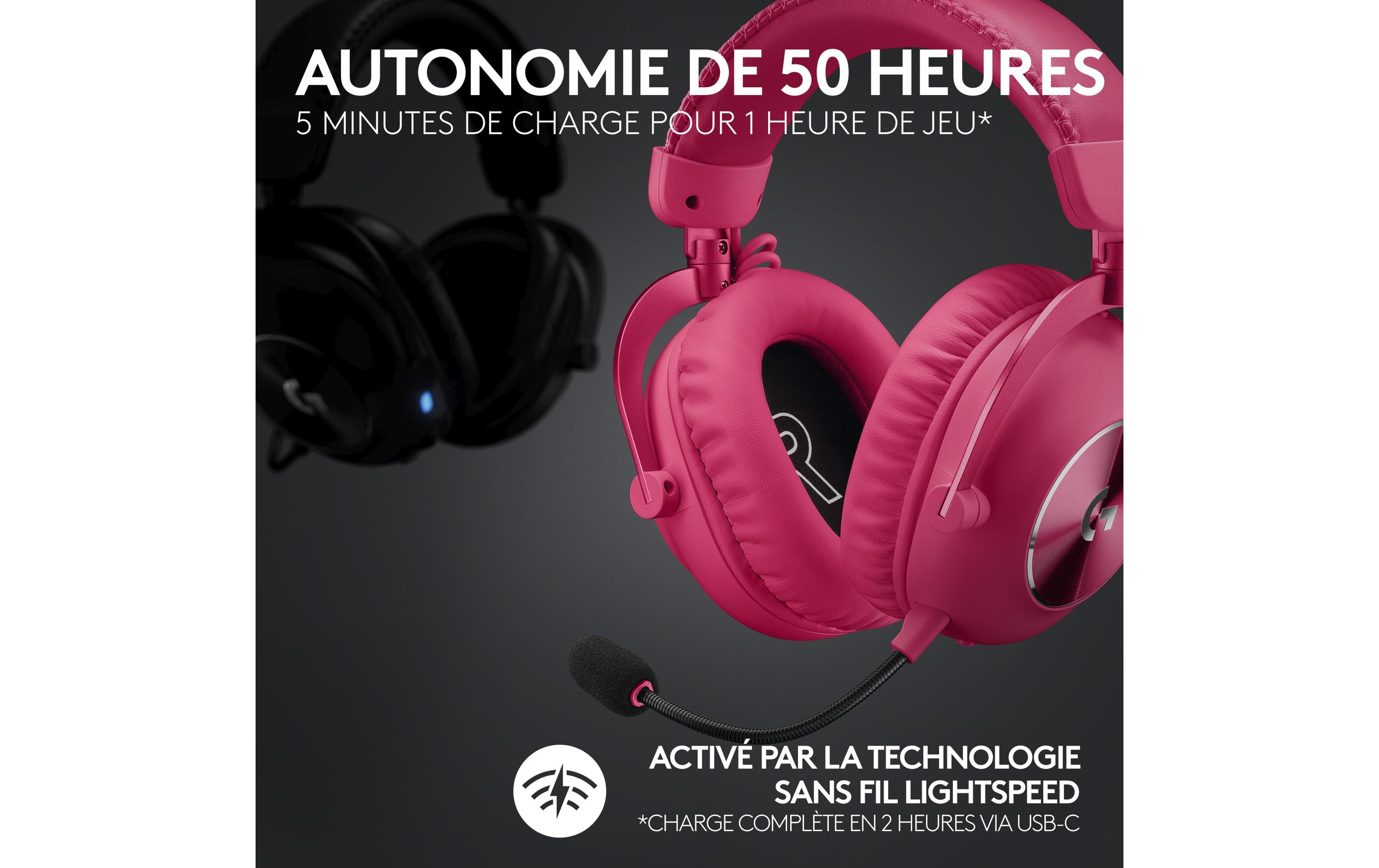 Headset G Pro X 2 Wireless Lightspeed Gaming Magenta<br>Kabelloses Over-Ear-Headset mit Surround-Sound und weichem Ohrpolster