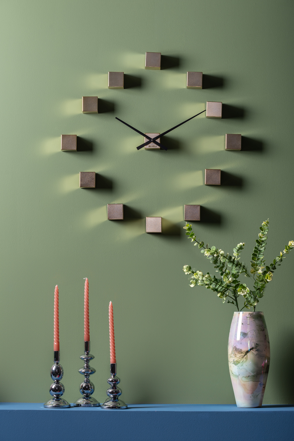 Wall clock DIY Cubic metallic gold