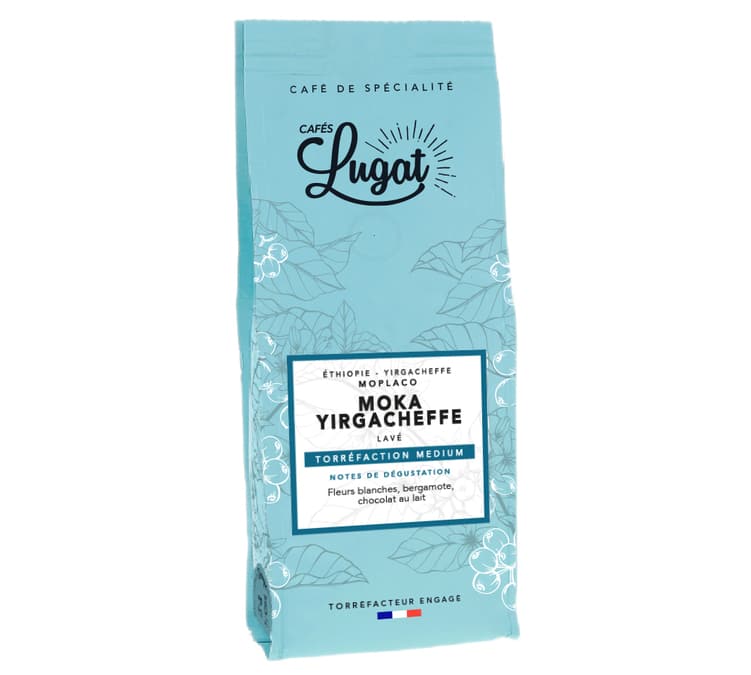 Café en grains bio : Ethiopie - Moka Yirgacheffe - 250 g - Cafés Lugat