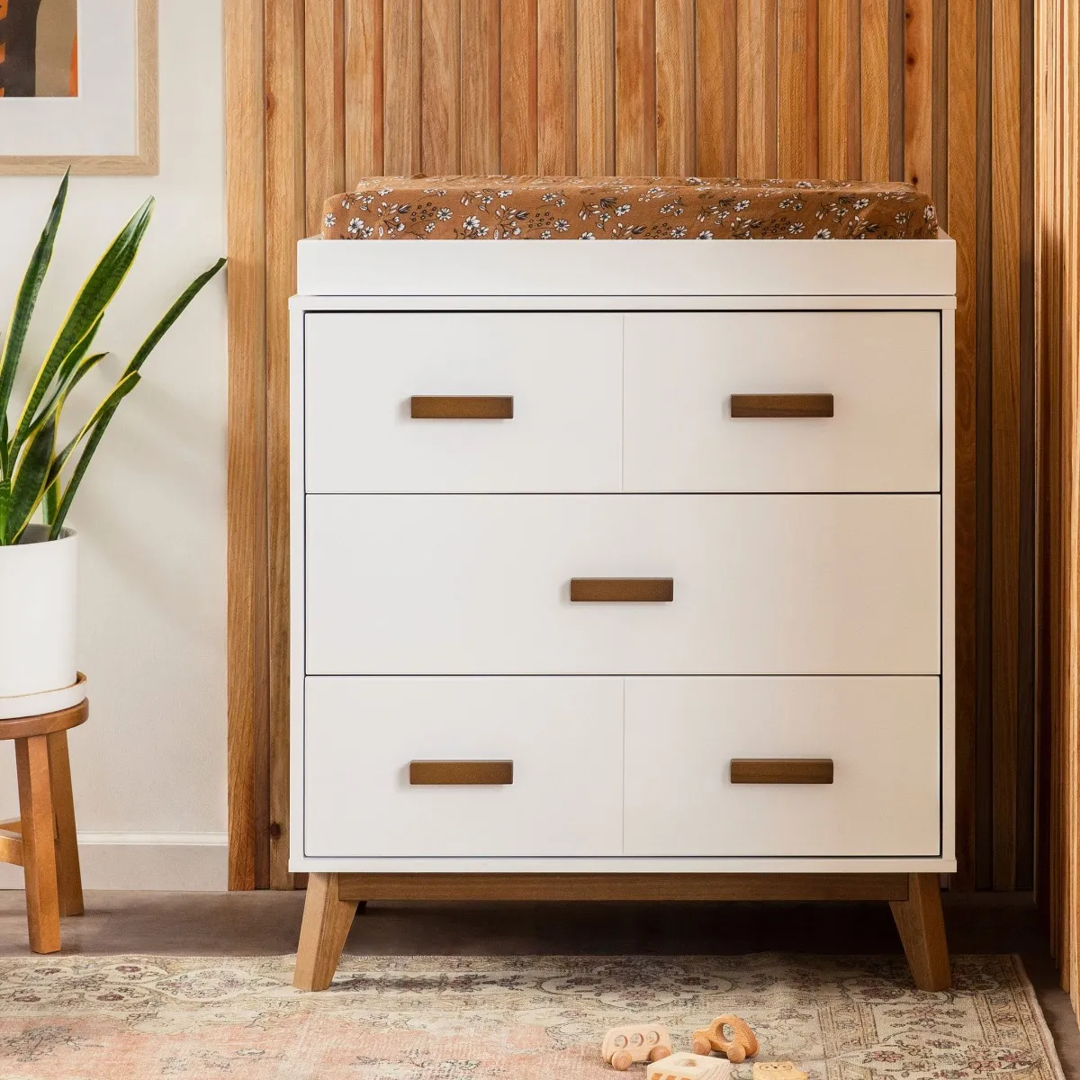 Babyletto Meuble à Langer 3 Tiroirs Scoot - Blanc  Noyer