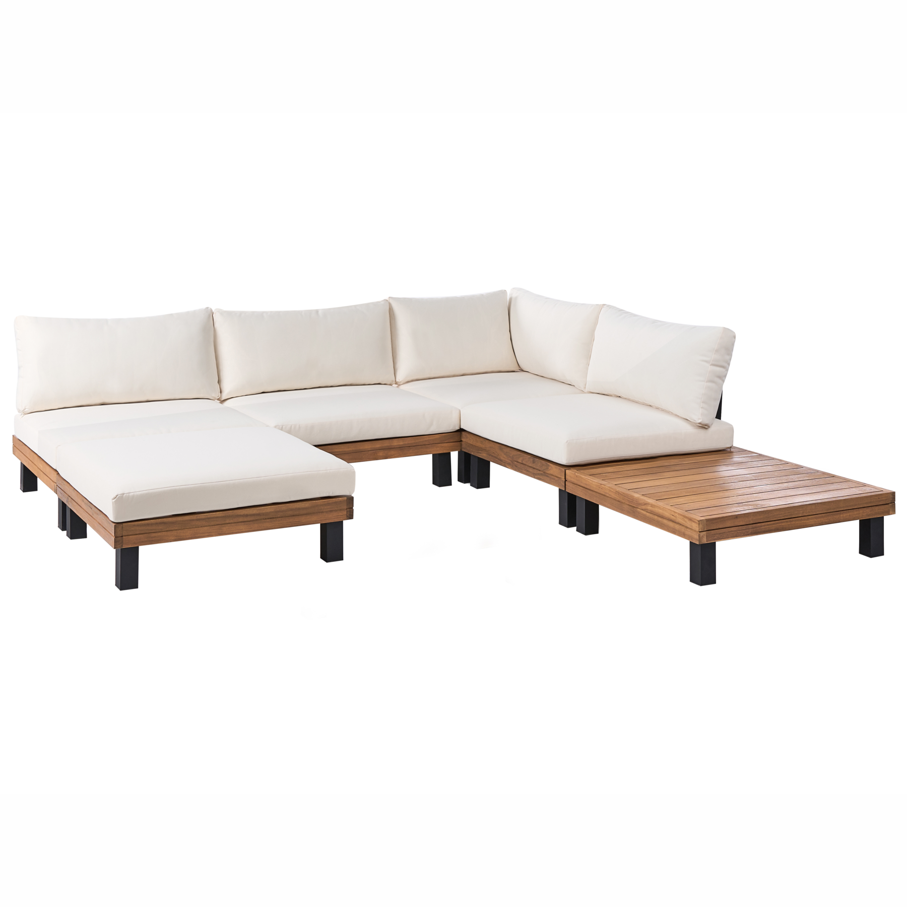Beliani-FRAZZANO-Loungeset-Gebroken wit-Gecertificeerd acaciahout