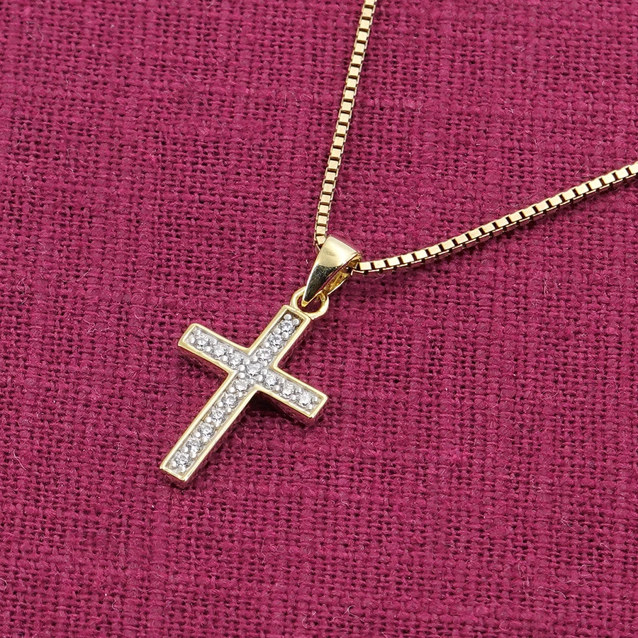 trendor Kreuz-Anhänger für Mädchen Gold 585 + vergoldete Silberkette gold