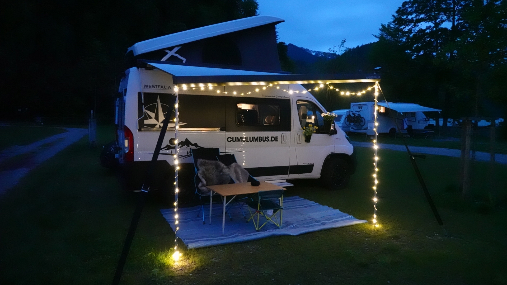 Camperflower Solar Markisen Lichterkette mit Akku 10 Meter