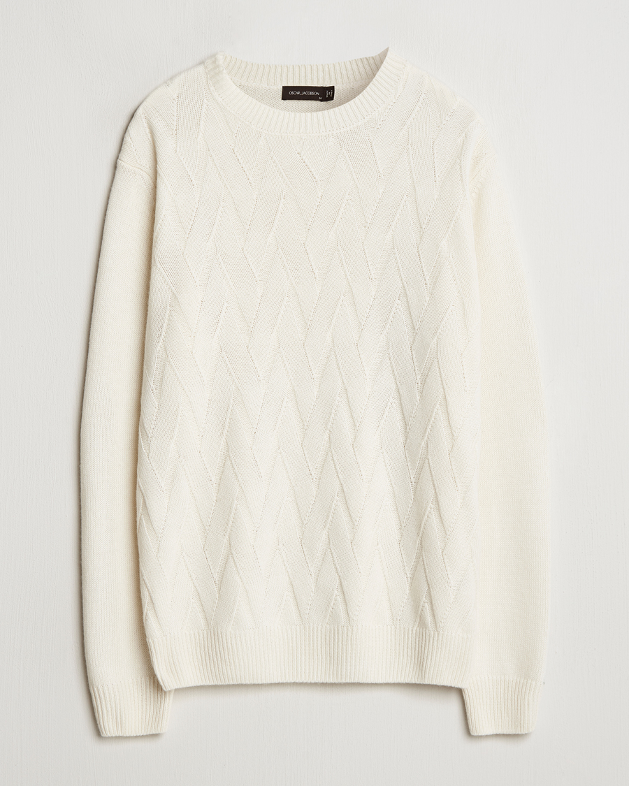 Oscar Jacobson Aston Wool/Cashmere Knitted Roundneck Off White