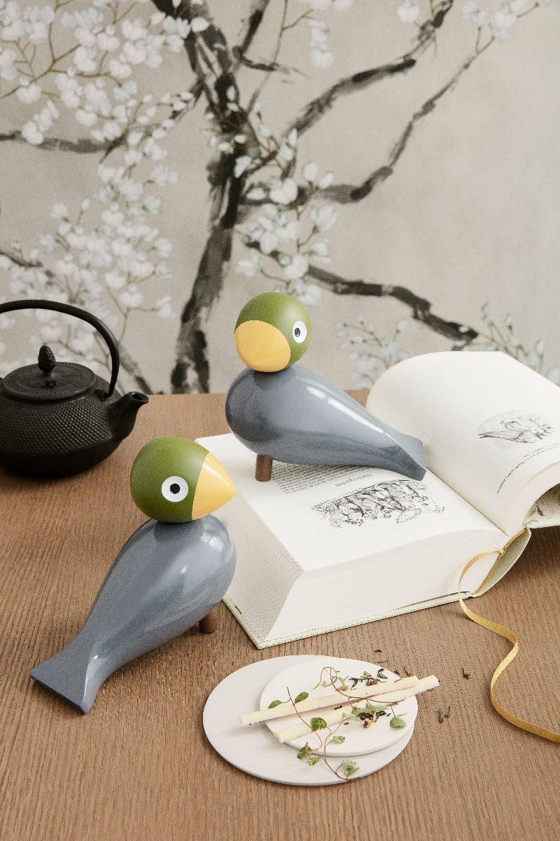 Kay Bojesen  Sangfugl Nightingale Aqua træfigurer - H:15,5 cm.