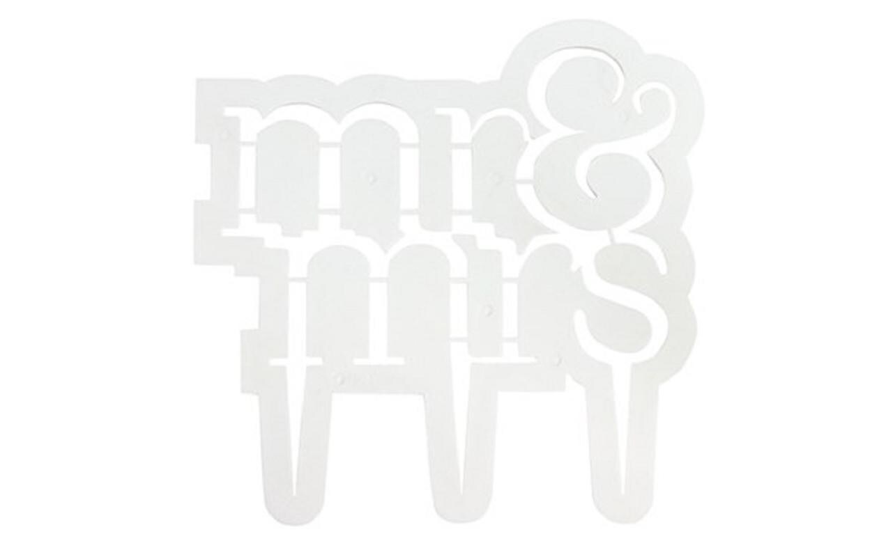 Kuchen-Topper Mr. & Mrs. Modern 1 Stück, WeissAusstecher für Kuchenaufsatz