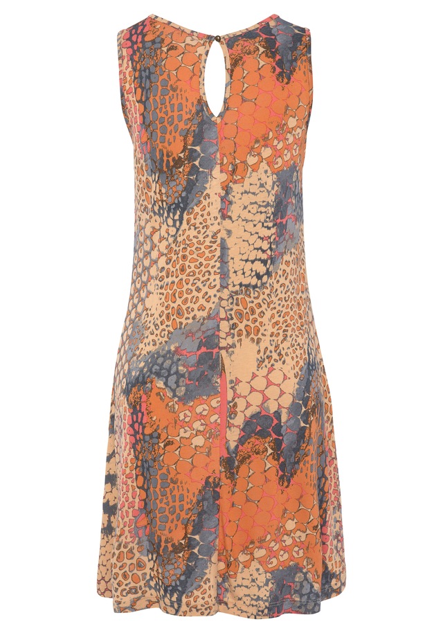 Buffalo Strandkleid mit Animaldruck, kurzes Sommerkleid mit Zieraccessoire