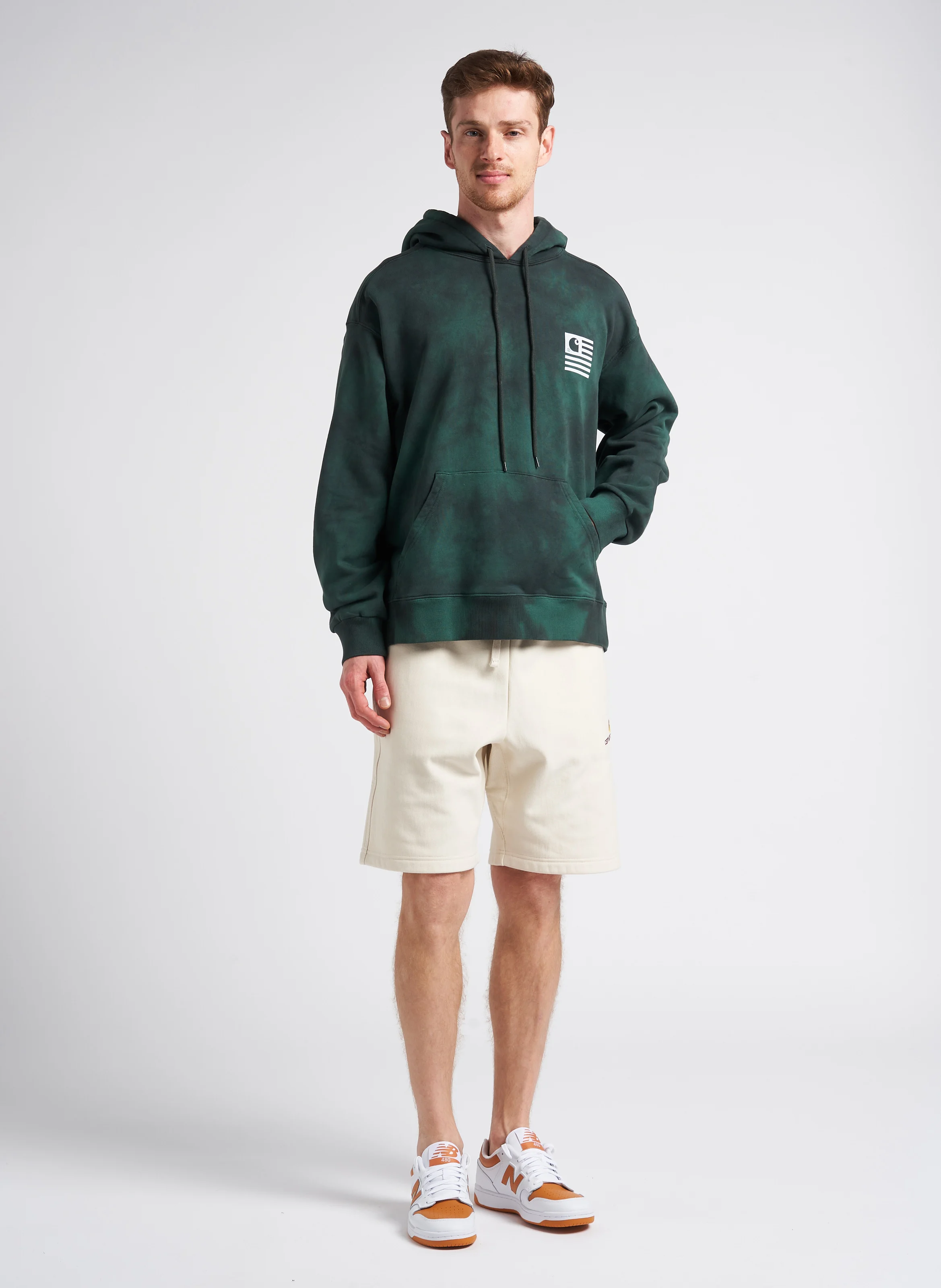 CHROMO - Sweat à capuche regular-fit sérigraphié en coton | Vert