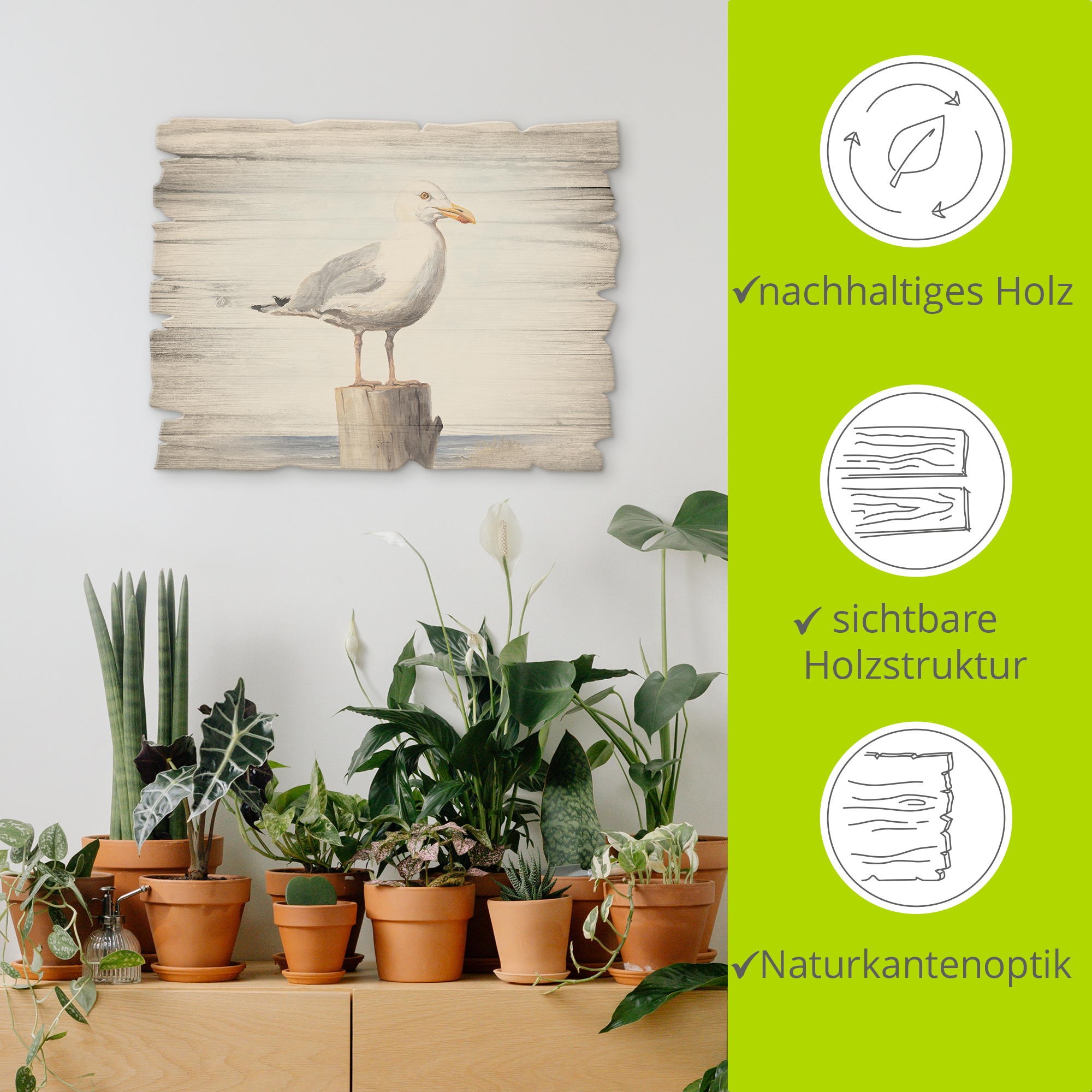 Artland Holzbild »Möwe« Vögel 1 Stk. tlg.