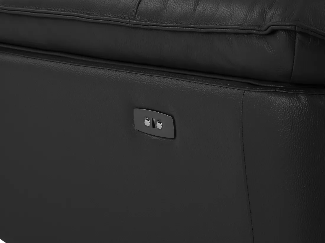 Fauteuil relax électrique en cuir de vachette noir NOVENA