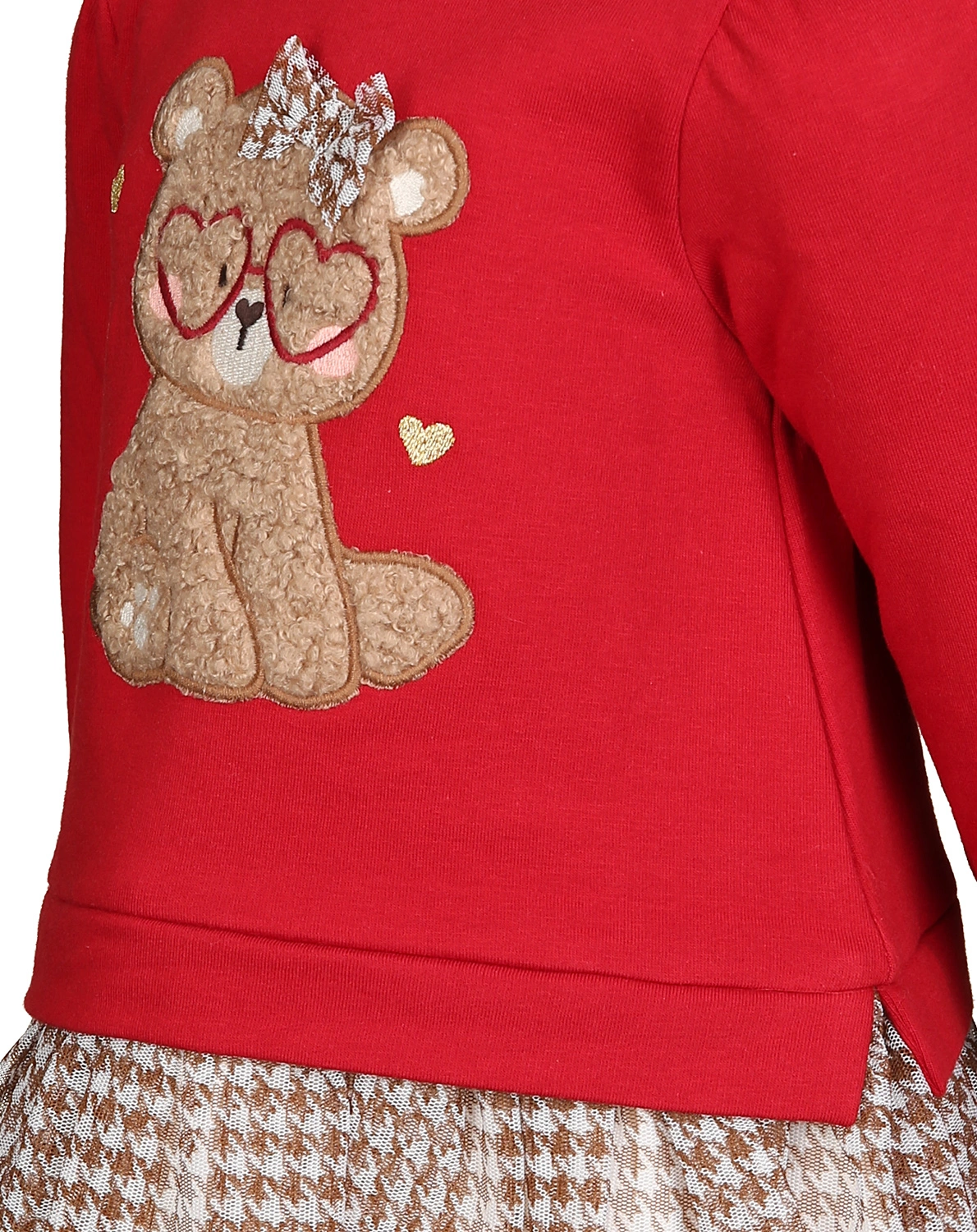 Langarm-Kleid HEART BEAR mit Tüllrock in rot